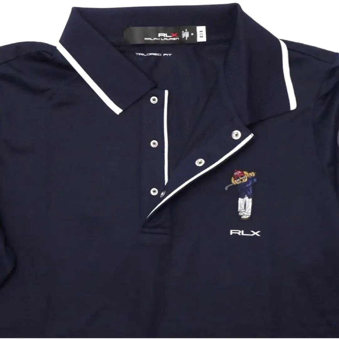【美品】ラルフローレン RLX 長袖ポロシャツ ポロベア 刺繍 M 紺