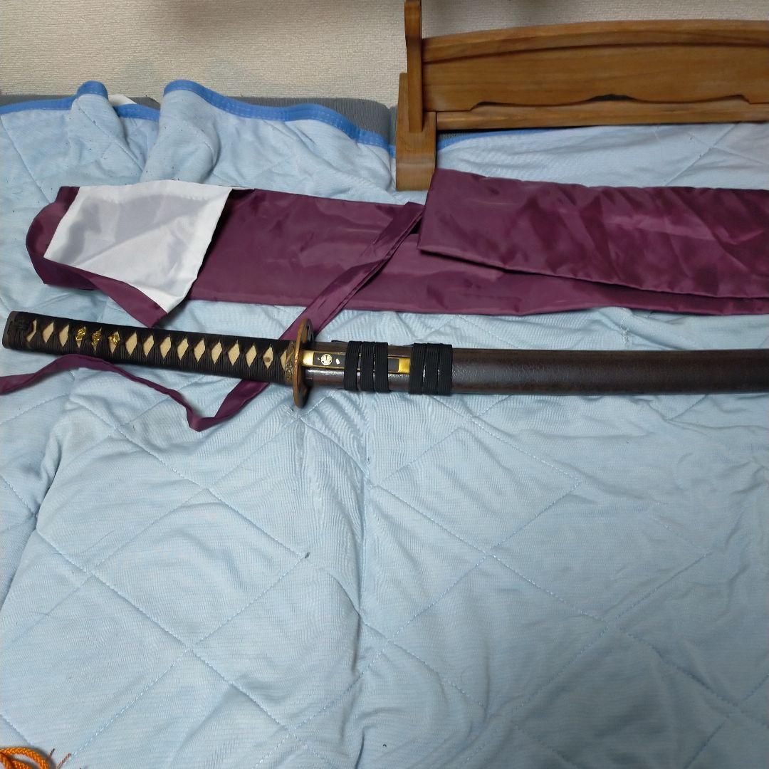 居合刀　模造刀　日本刀　鮫皮　鉄鍔　小柄　銘有り　刀剣　樋入り刀身