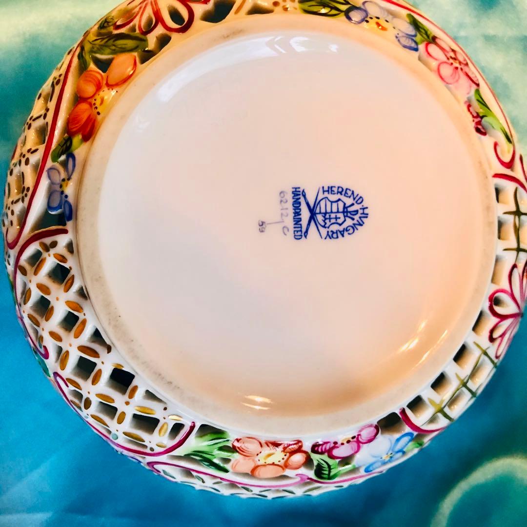 ヘレンド★特大透かしボンボニエール ★希少★17.5cm☆アンティーク金彩♪値下