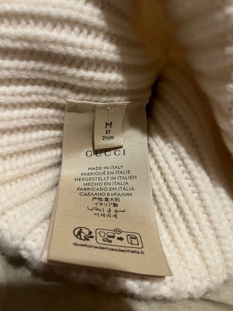 GUCCI ニット帽 VICTOR ダブルG付きウールカシミヤキャップ ホワイト