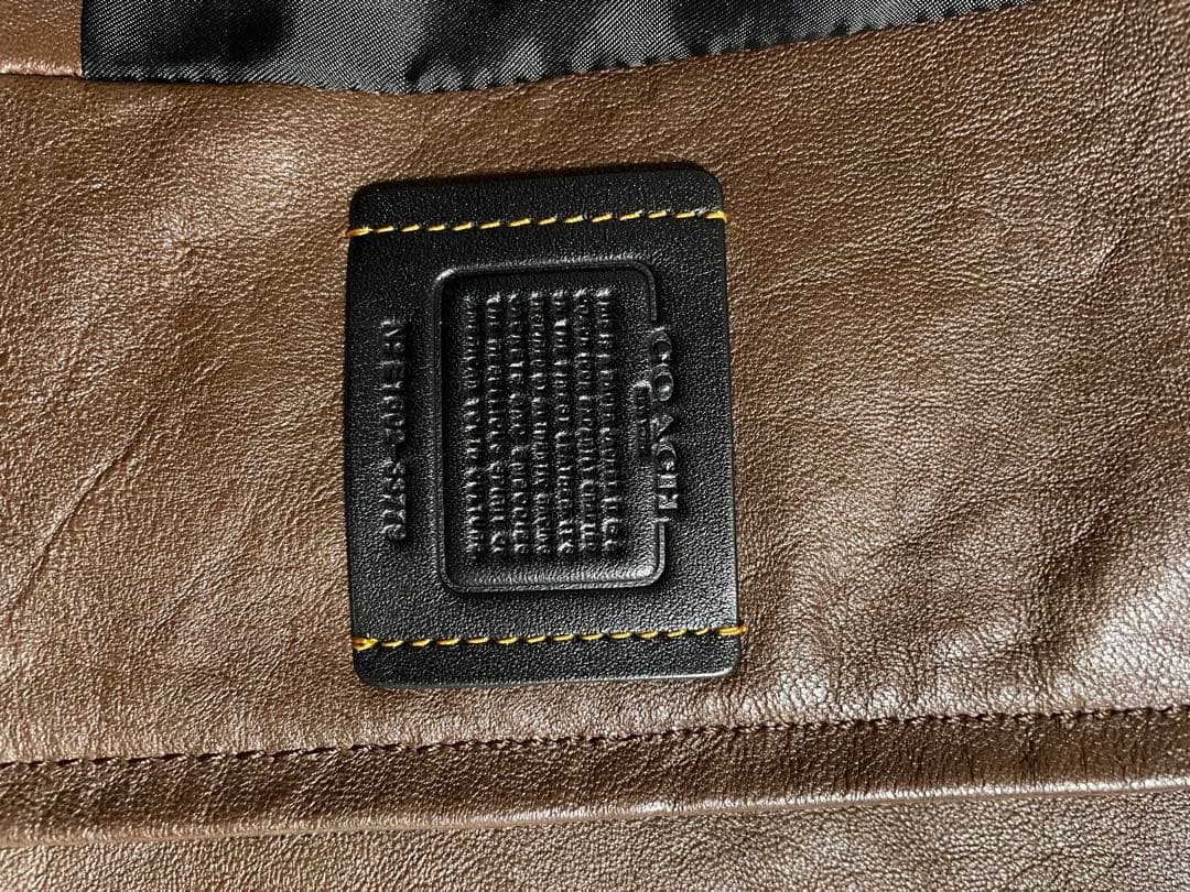 COACH F33779 羊革 ブラウン シングルライダースジャケットXS