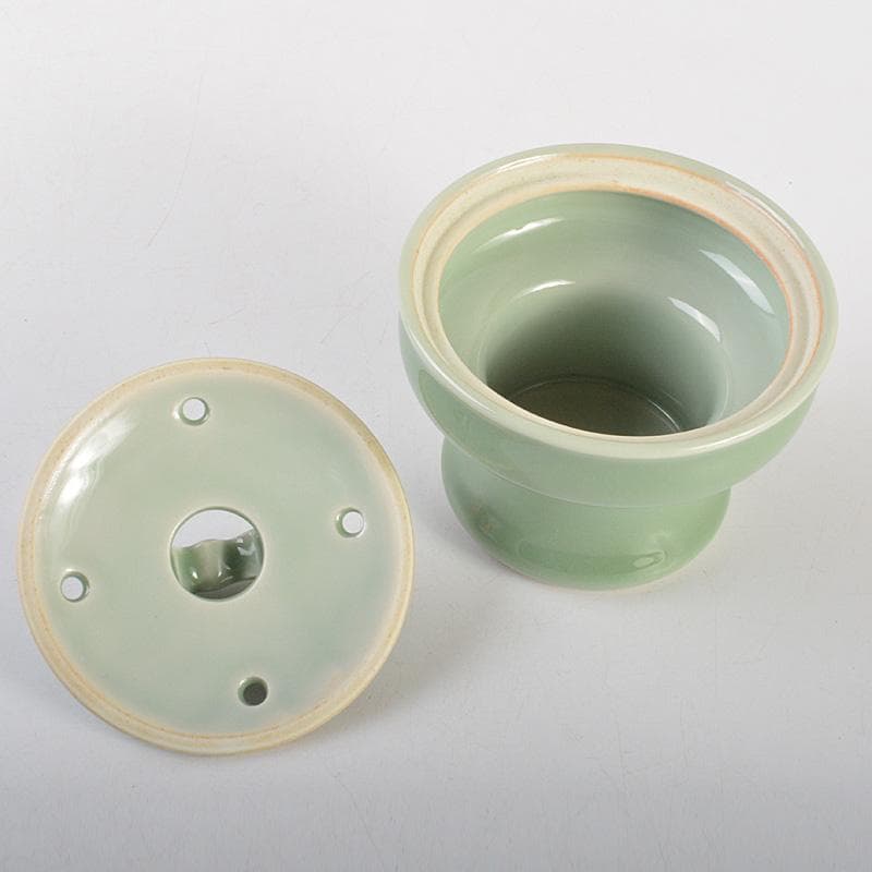 茶道具　京焼　清水焼　平安　加藤渓山作　天龍寺青磁　辰香炉　共箱　C　6585