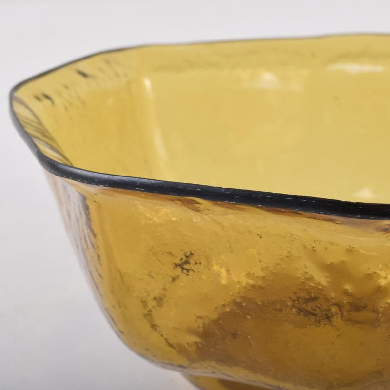 アンティーク　ガラス工芸　八角皿　時代箱付　V　7488