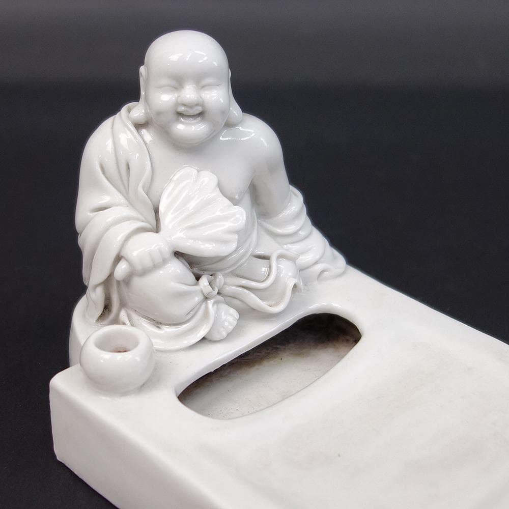 徳化窯　白磁布袋筆覘　送料無料