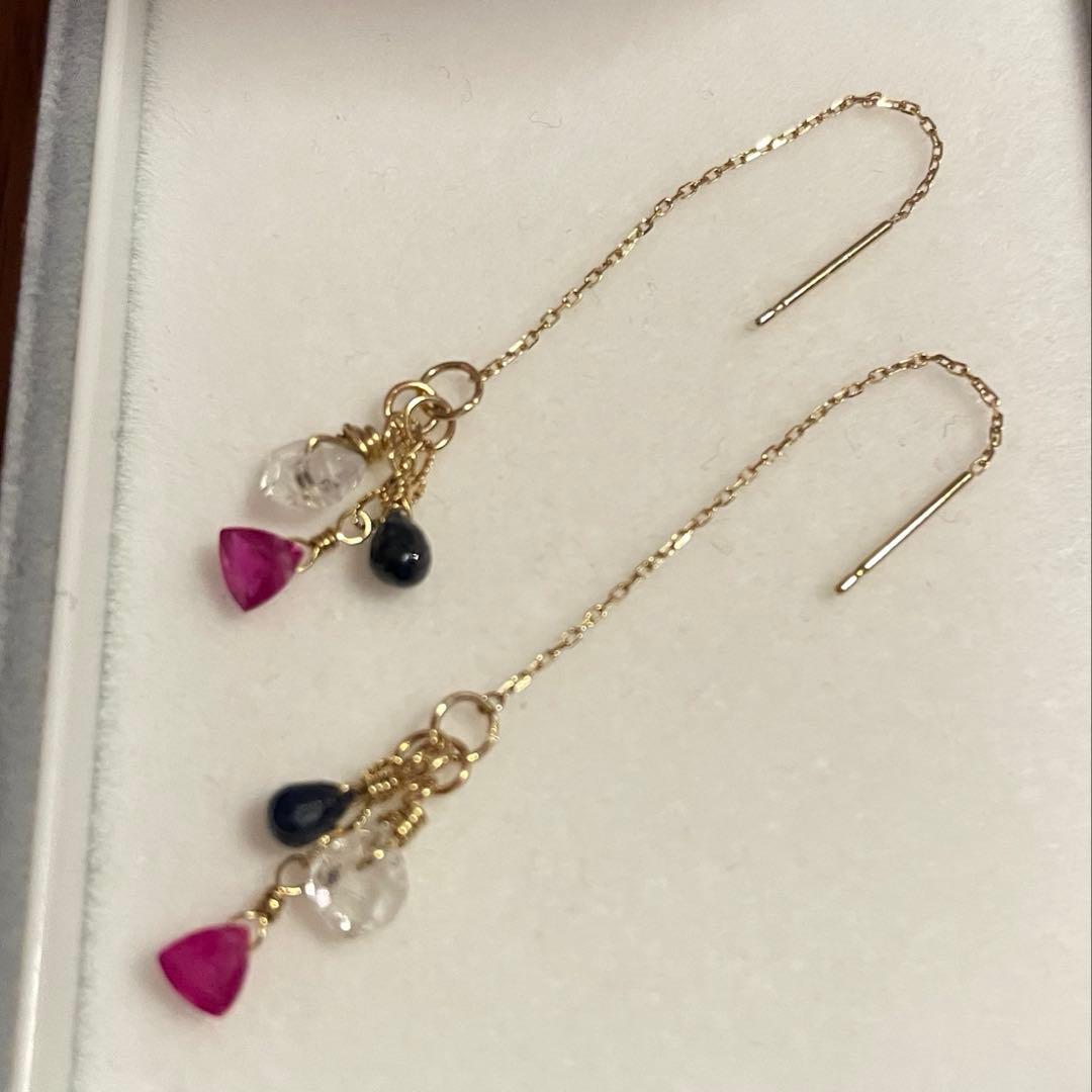 ☆最終お値下げ☆ アガット K10 ピアスチャーム、チェーンピアス