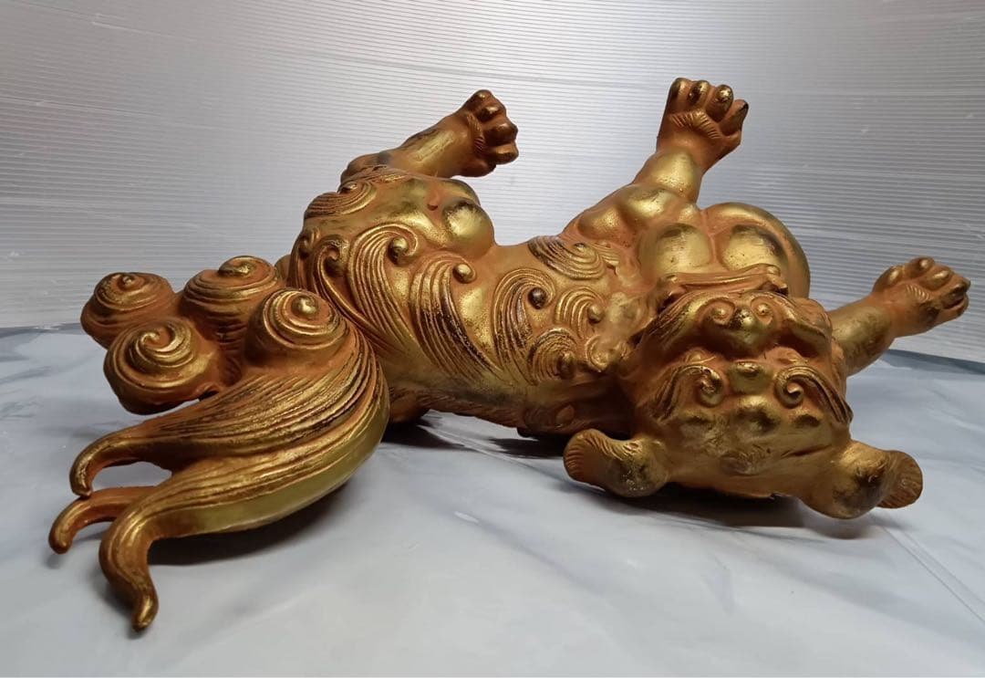 ぼたん獅子 唐獅子牡丹 城峰作 置物 縁起物 骨董品 最強の守護と富貴