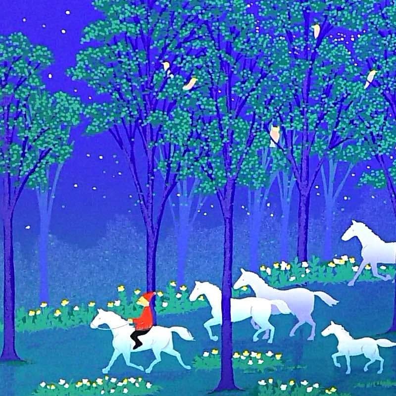 ☆ 吉岡浩太郎 ☆「 白馬の森 」シルクスクリーン四ツ　新品綺麗！