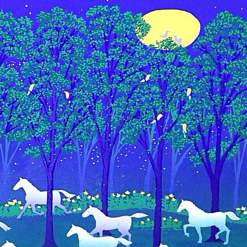 ☆ 吉岡浩太郎 ☆「 白馬の森 」シルクスクリーン四ツ　新品綺麗！