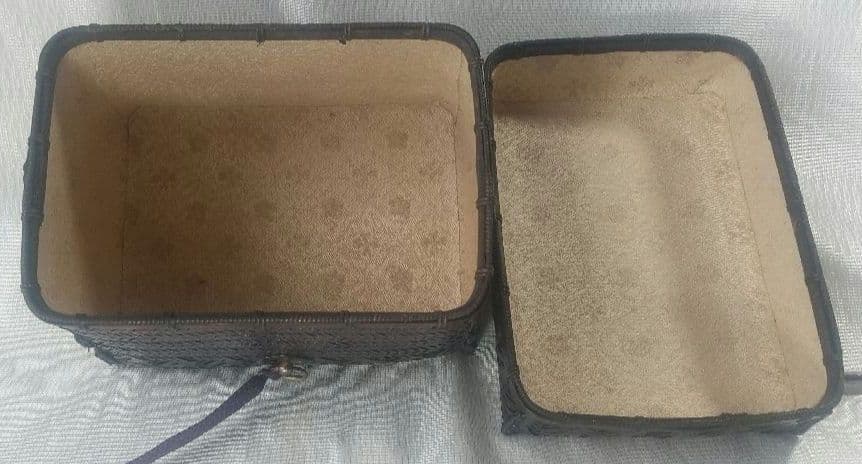 『籠師・和田鱗司』作　茶籠　御所籠一式　茶道具　共箱 7711