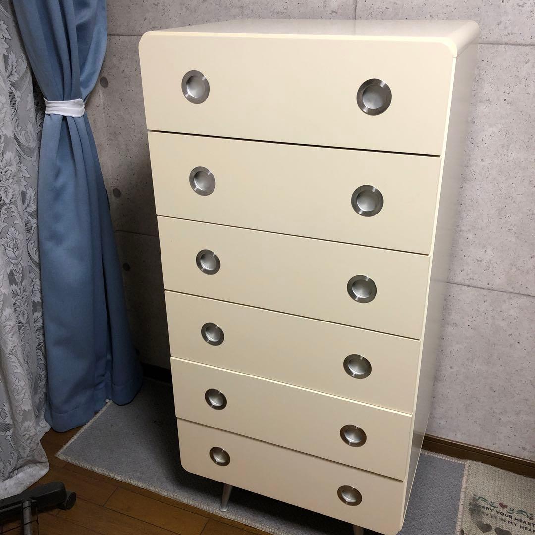 B038 レグナテック　6段　ハイチェスト　タンス　ベビー（ホワイト）