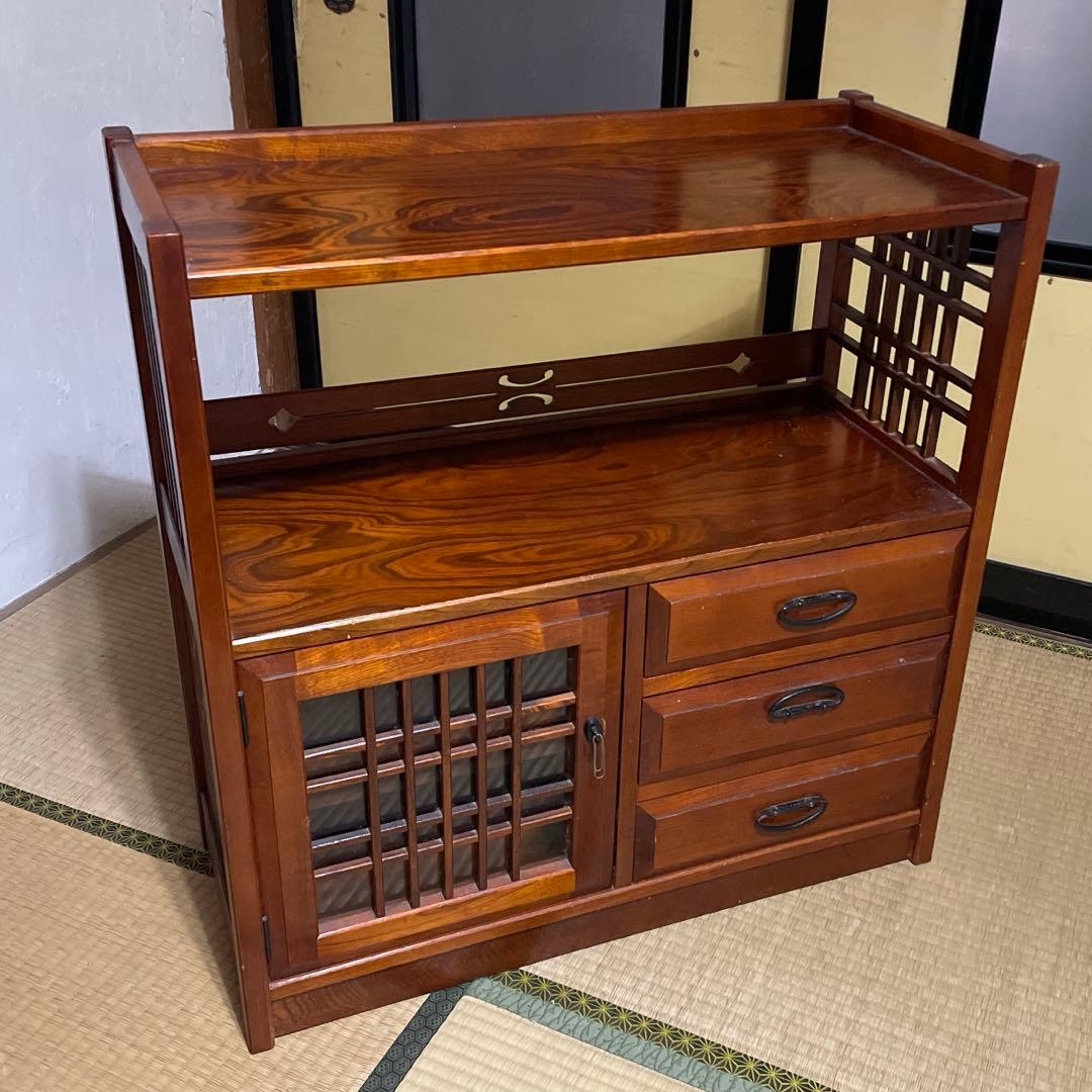 カリモク家具 茶箪笥 収納棚 飾り棚 ケヤキ
