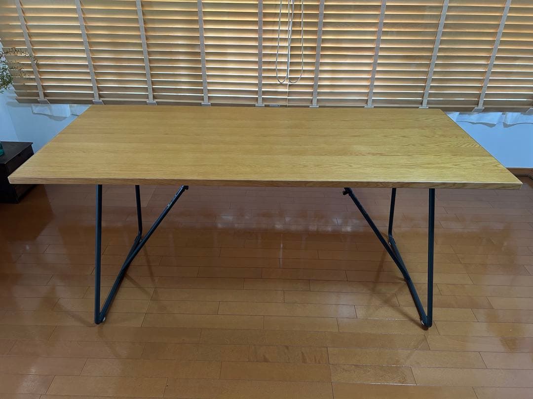 【美品】無印良品◎木製折りたたみテーブル オーク材突板　幅１６０ｃｍ