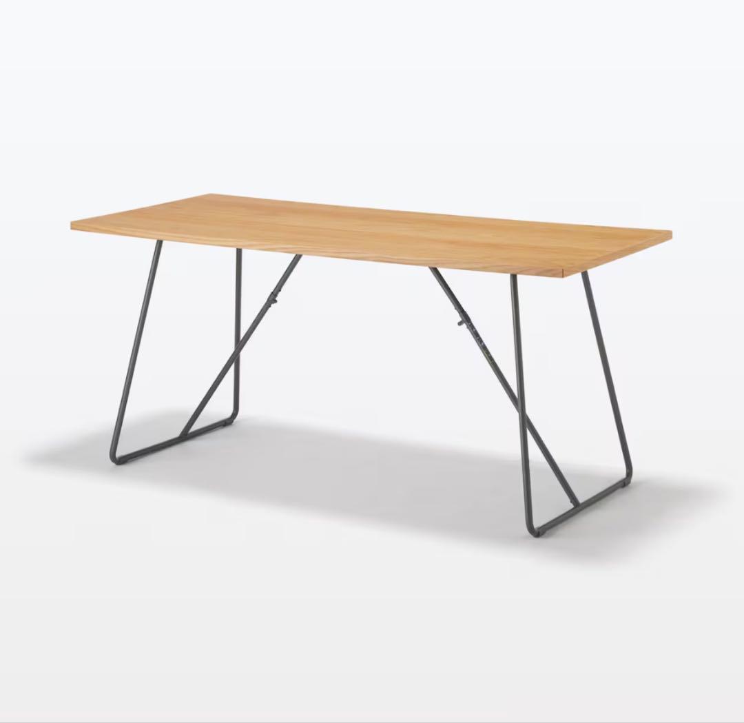 【美品】無印良品◎木製折りたたみテーブル オーク材突板　幅１６０ｃｍ