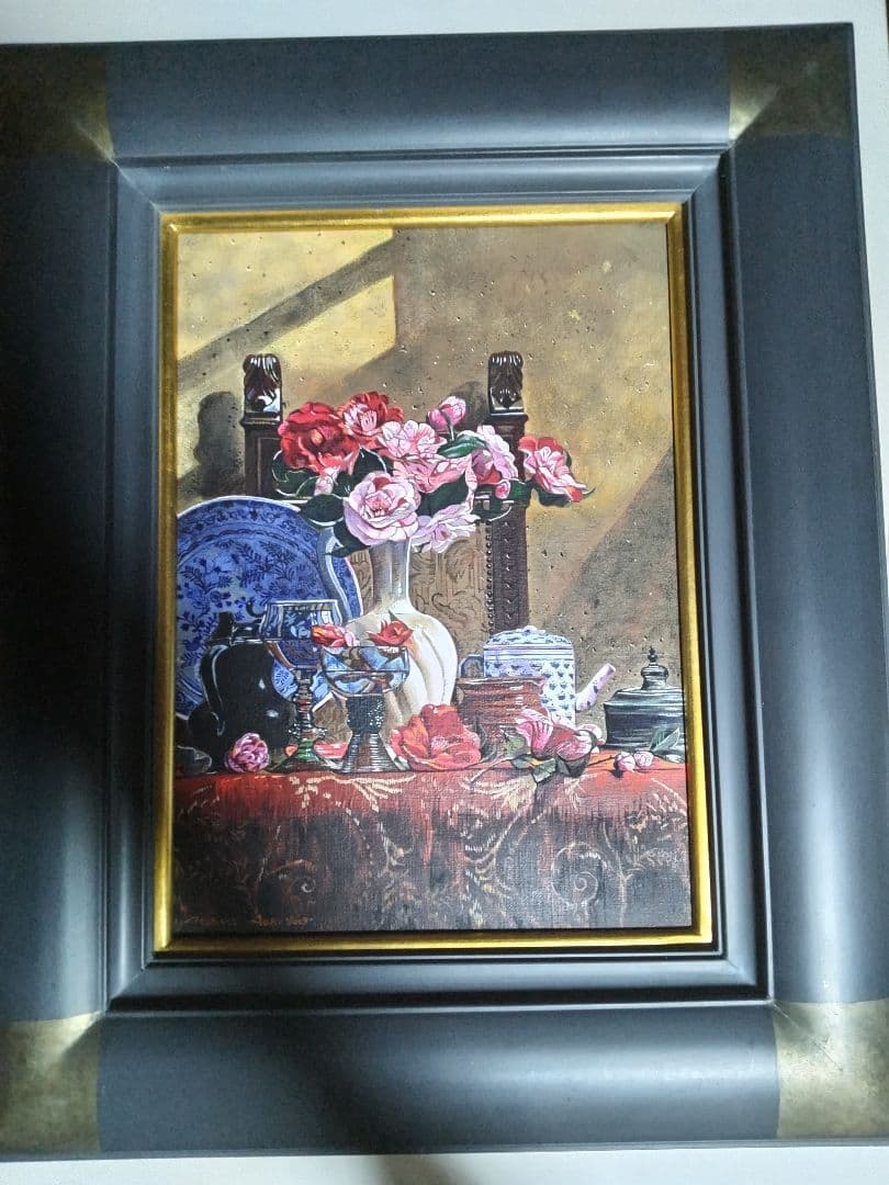 青木敏郎、絵画、油彩F４椿、レーマ杯、染付皿、高級額縁、肉筆、森本草介、山下清