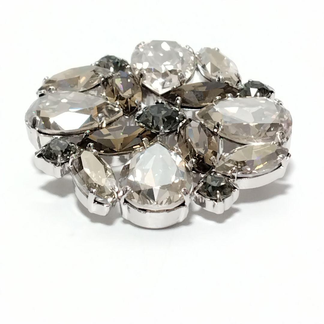 美品★FOXEY クリスタル ラインストーン ブローチ フォクシー