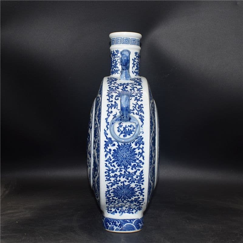 清乾隆青花開窓龍鳳呈祥福寿抱月瓶 景徳鎮 陶磁器 装飾品 現代工芸品美術品 置物