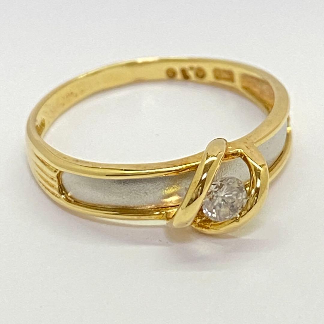 K18Pt900　ダイヤモンドリング　D0.10ct　サイズ11.8号　コンビ