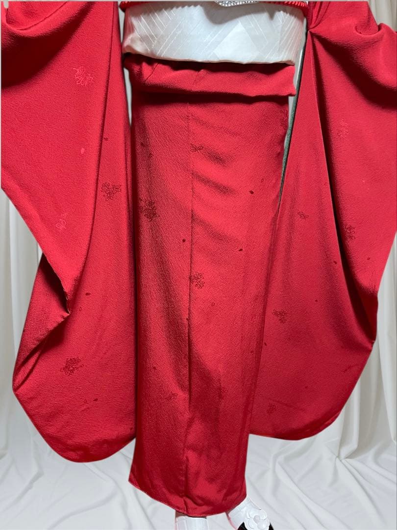 ファーショール付き 振袖 フルセット 山本寛斎 赤 白 無地