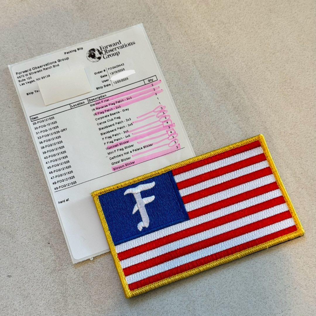 【実物】 FOG F Flag Patch 3x5 パッチ