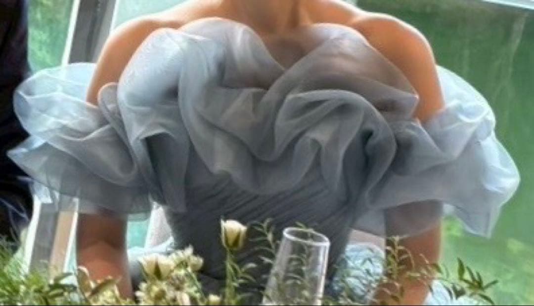 ライトブルー ストラップレスドレス