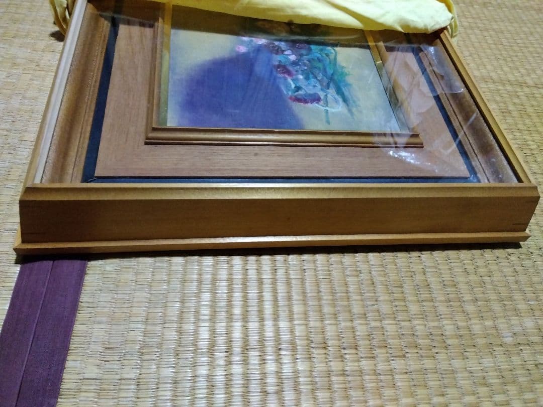 松井叔生　1970年作　花篭と貝と　油彩画