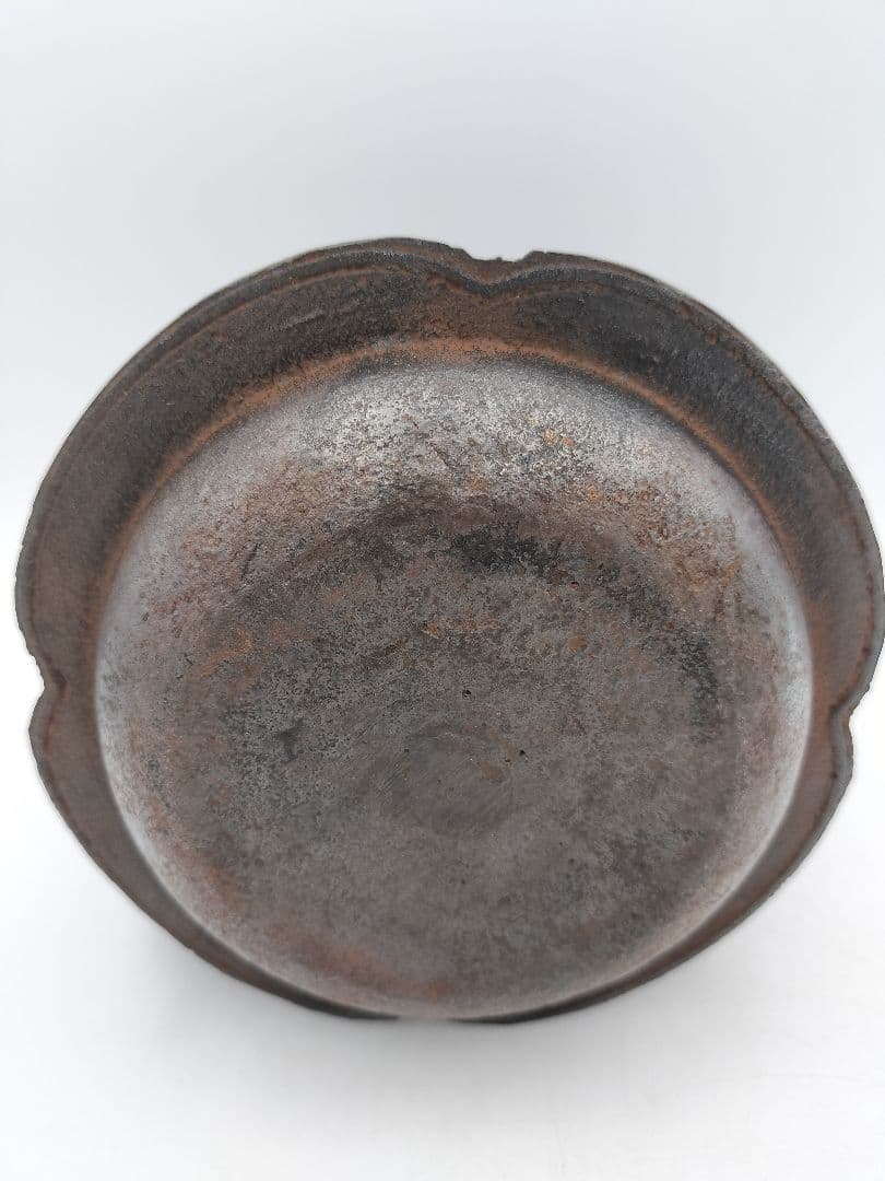 c088 鉄瓶 木瓜型 弦に富士の象嵌　茶道具 古物