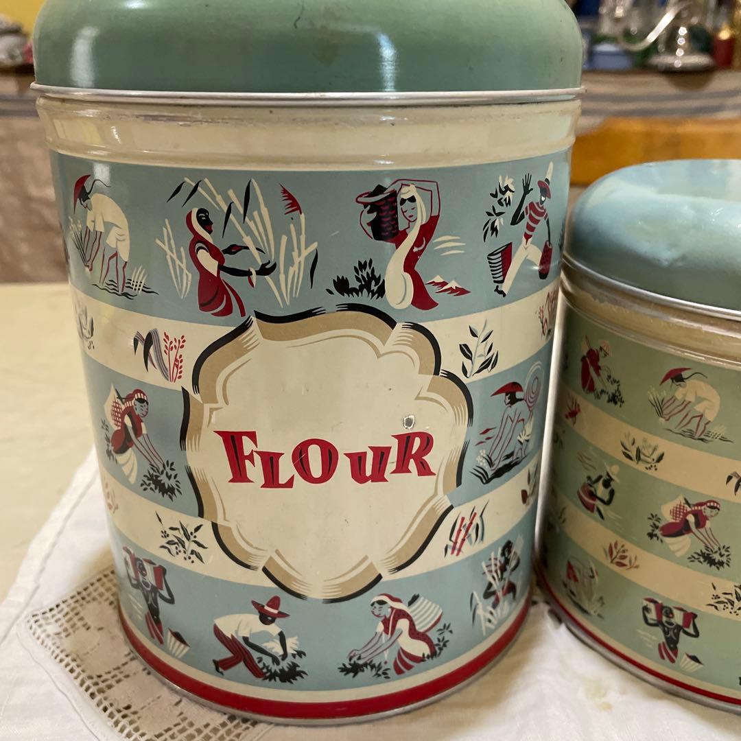 554イギリス買い付けレトロ 小麦粉 ビスケット 缶セット1950年代ー