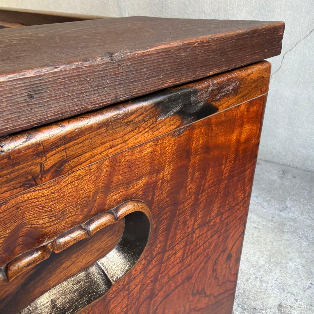 当時物　関東火鉢 欅 長火鉢　欅　黒柿　猫板　時代家具　アンティーク