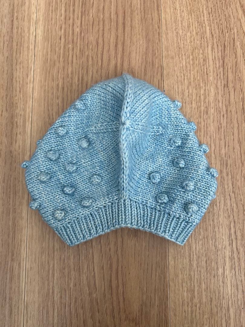 Misha&puff ポップコーンknitボンネット 水色