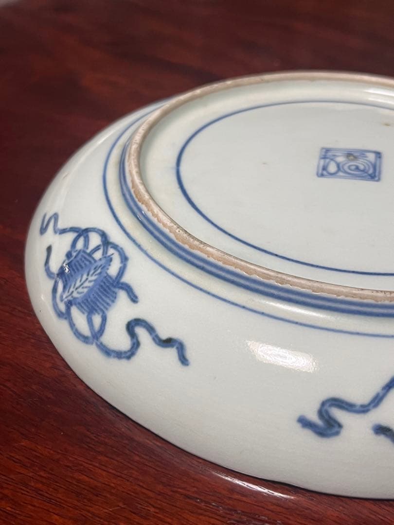 古伊万里　印判　無傷完品　中皿　紙刷　柿右衛門　渦福　角福　藍九谷　江戸中期