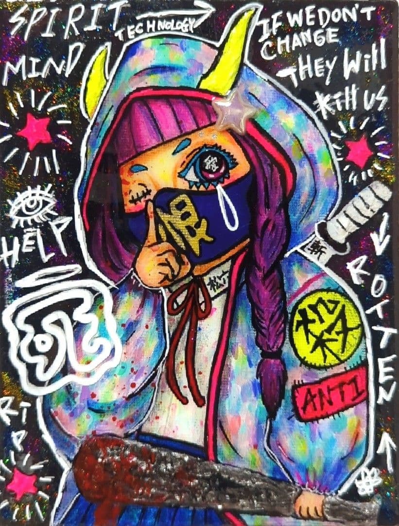 【一点物イラストアート】ヤラなきゃヤラれる【現代アート/Icono-Eye】