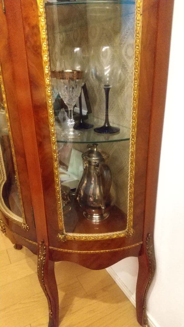 【高級輸入家具①】スペイン製 ガラスキャビネット キュリオケース ショーケース