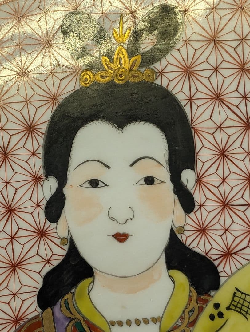 古伊万里 有田焼 猿川谷 山徳窯 色絵 七福神図 極上細密 大皿 金彩 尺五皿