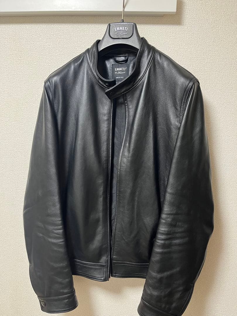 エンメティ JURI ブラック レザージャケット 50 ユリ ライダース