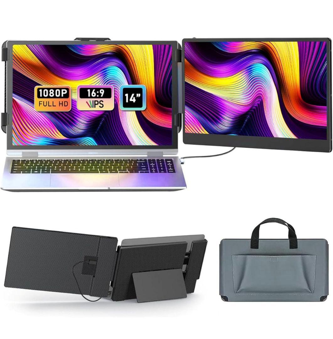 LGGST ポータブルモニター デュアルモニター 14インチ FHD 1080P