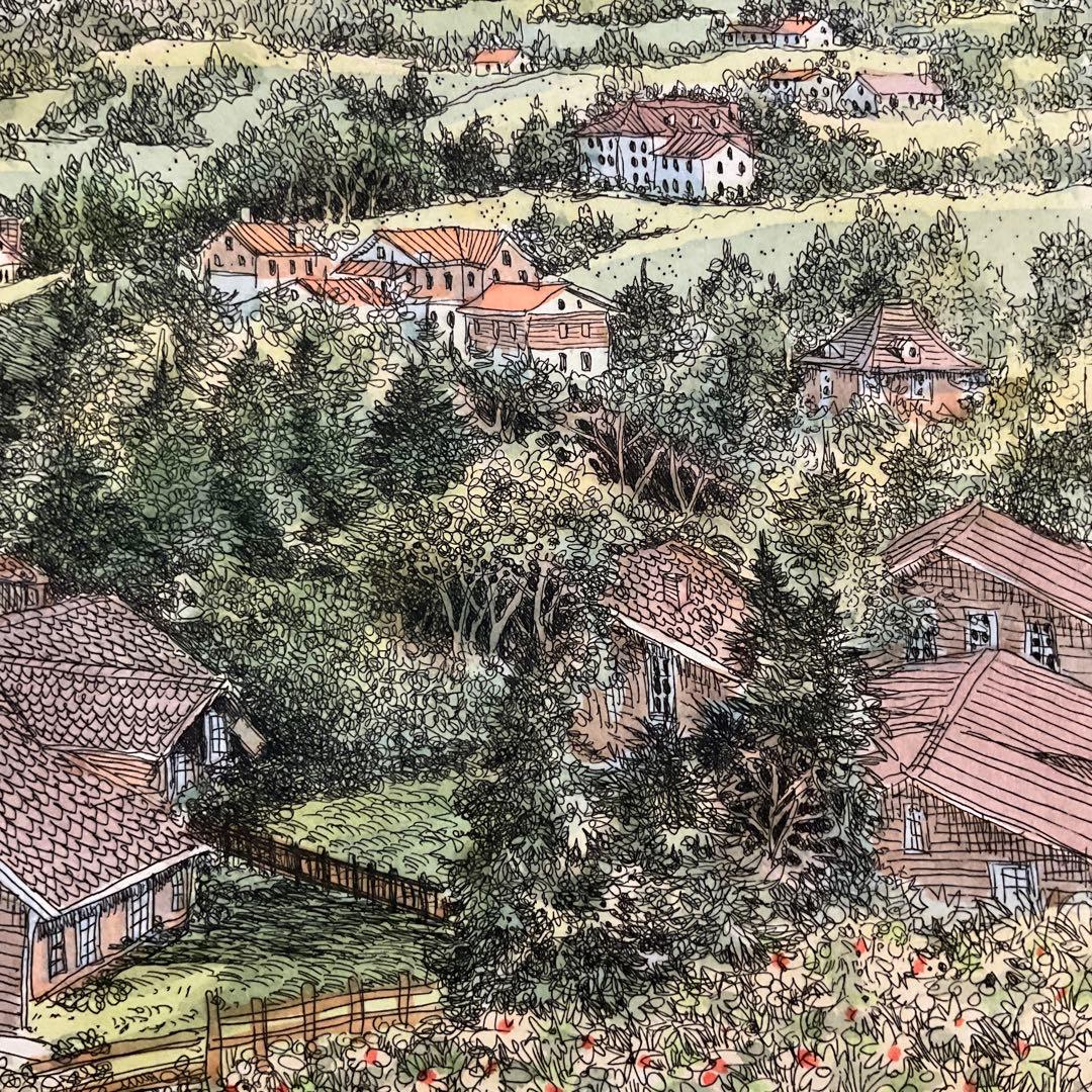 絵画・額縁・版画・織田 義郎・エッチング+手彩色・美術品・インテリア・雑貨