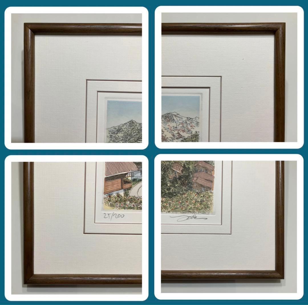 絵画・額縁・版画・織田 義郎・エッチング+手彩色・美術品・インテリア・雑貨