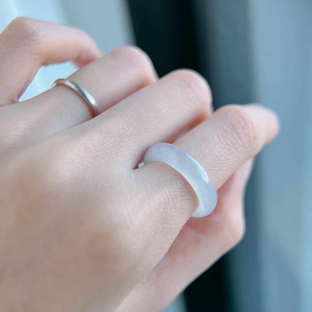 ミャンマー産天然本翡翠 くりぬきリング 10号