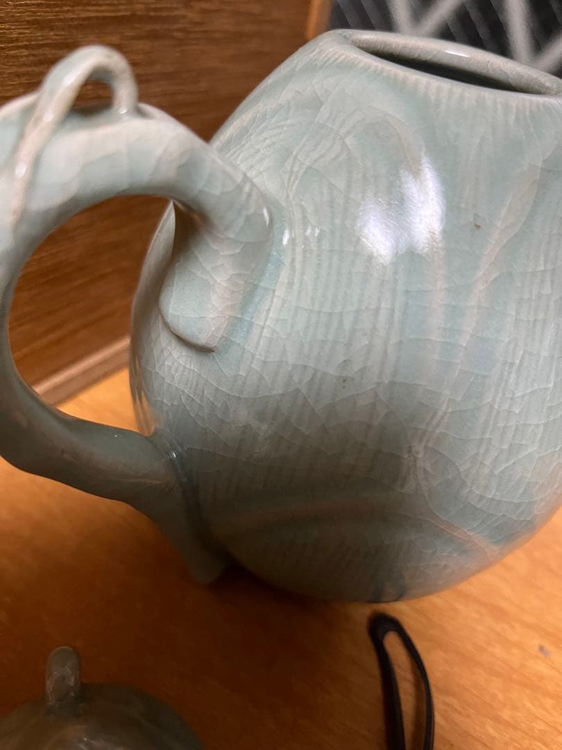 時代高麗青磁　水注　煎茶道具　水差し　青磁置物　アンティーク　工芸品