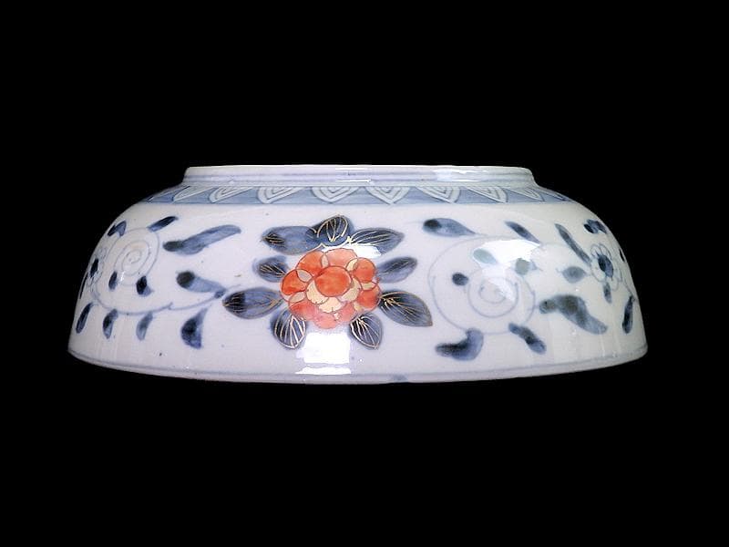 古伊万里　色絵　花鳥紋に獅子の図　深鉢　D285AS-CQm