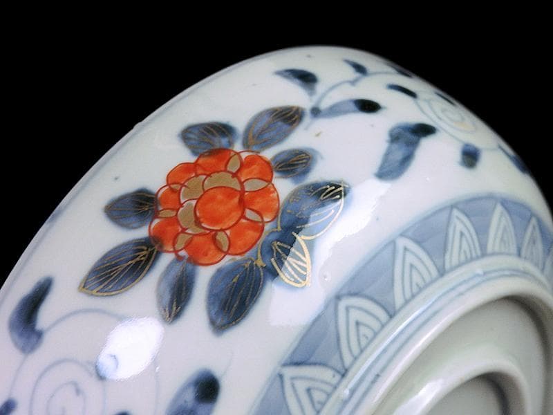 古伊万里　色絵　花鳥紋に獅子の図　深鉢　D285AS-CQm