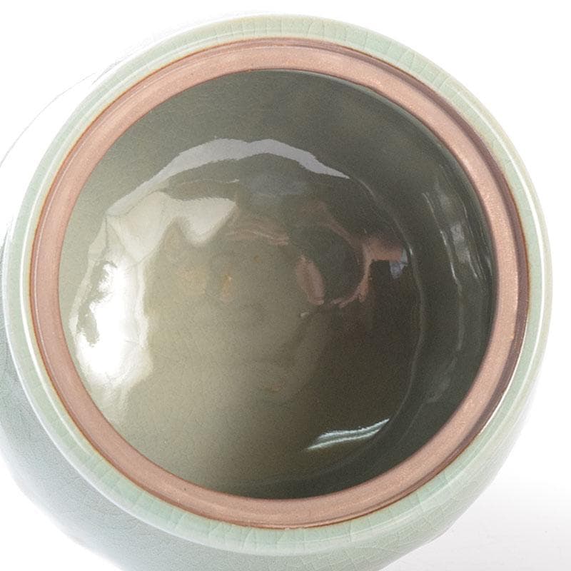 中国　徐朝興　徐凌　龍泉青磁　三ツ足蓋香炉　唐木台・証明書・箱付　V　7769C