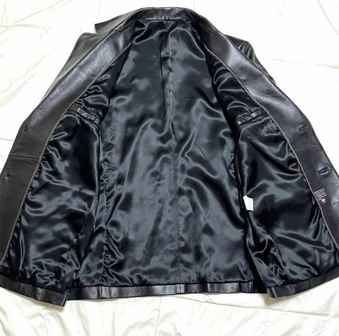 【希少　極美品】本革 テーラードジャケット　ビックシルエット　シングル　黒
