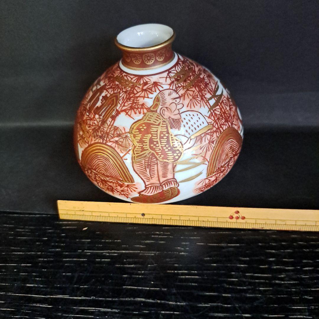 江戸中期　油壺　幻の湖東焼　赤絵金彩人物図　極上