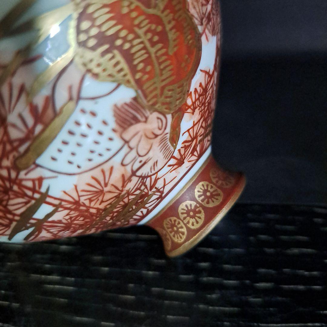 江戸中期　油壺　幻の湖東焼　赤絵金彩人物図　極上