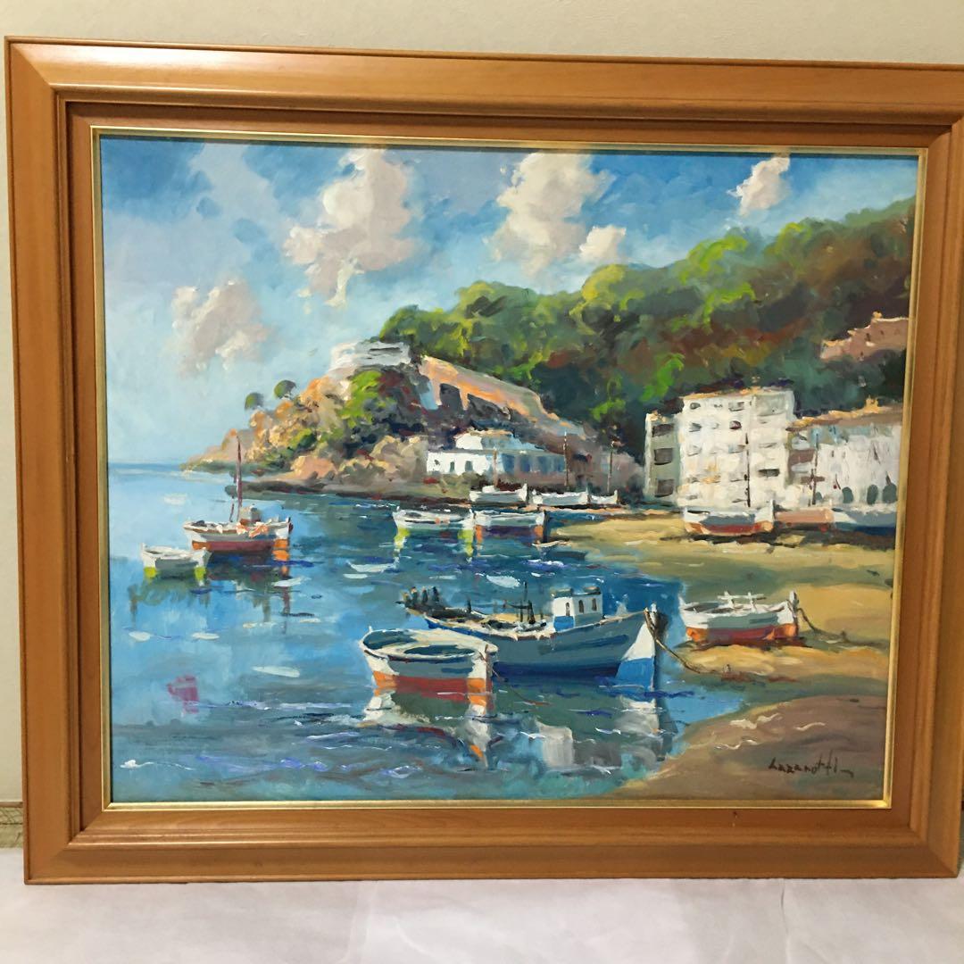 ヨーロッパ絵画油絵手書きワイド海景