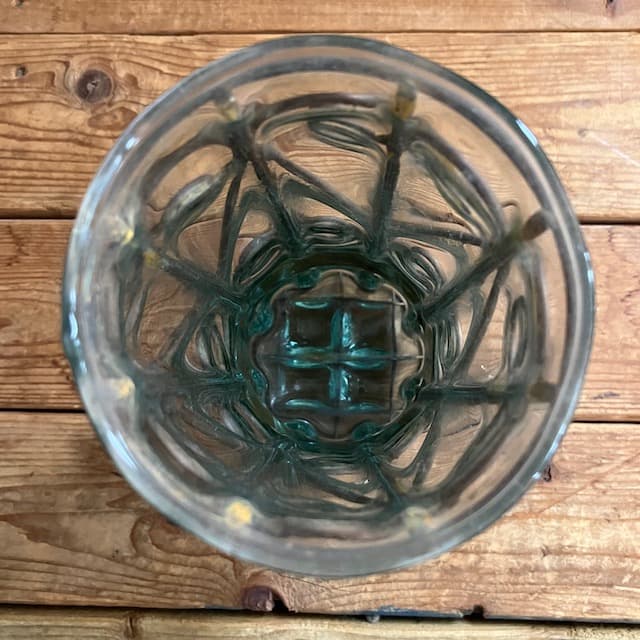 アンティーク ガラス フラワーベース アイアンフレーム 吹きガラス 気泡 花瓶