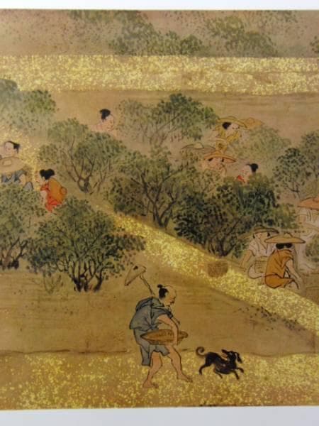 久隅守景、賀茂競馬・茶摘、超希少・大判画集画、新品高級額装付