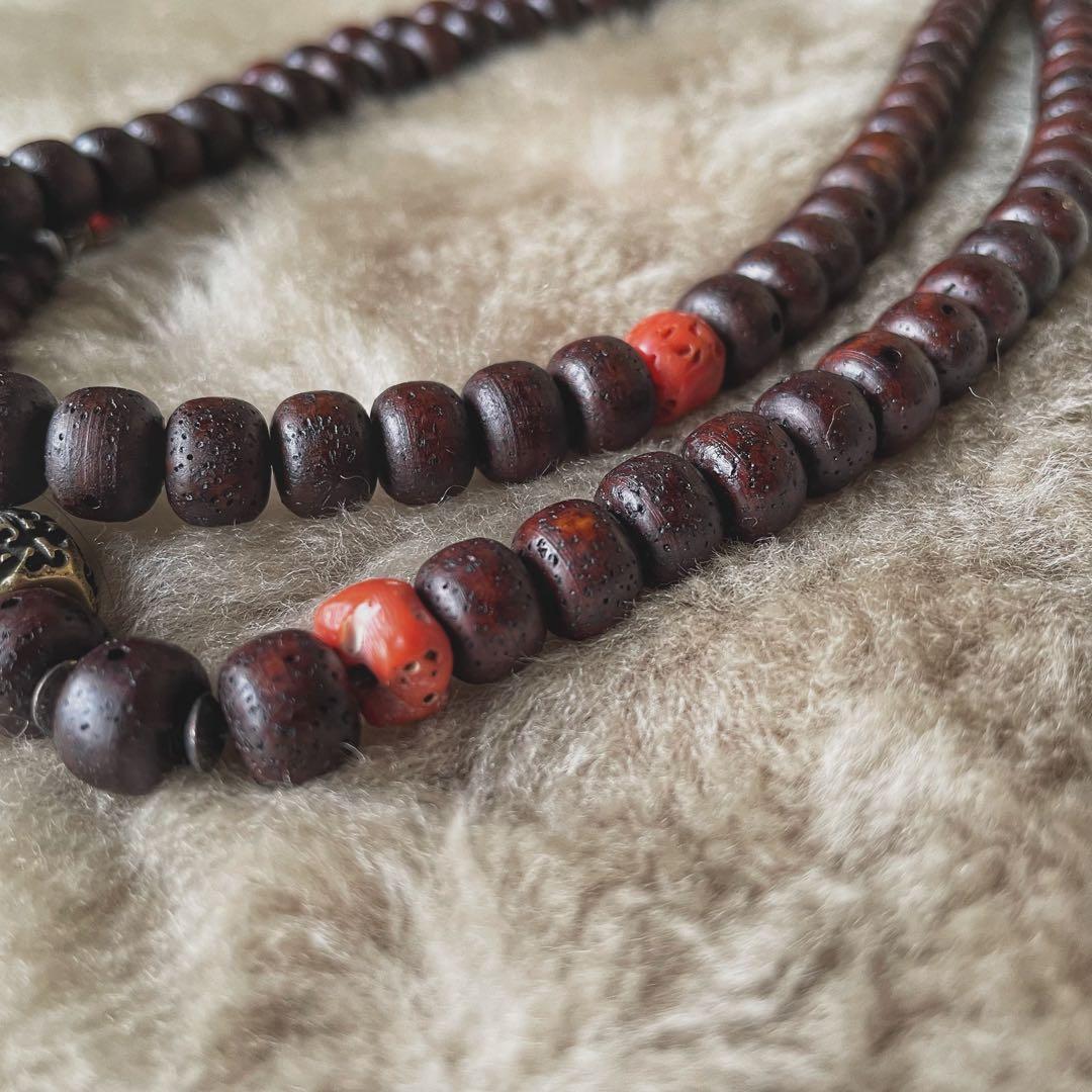 星月菩提樹・山珊瑚/二連数珠型 チベタン ネックレス