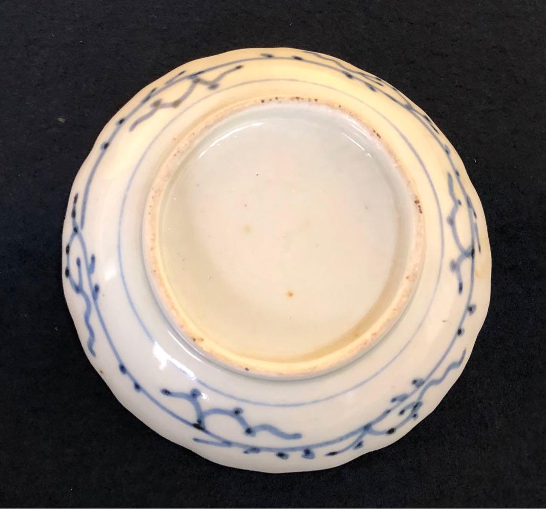 《レ》伊万里 染付 輪花 よろけ紋 小皿12客 木箱 251119え4